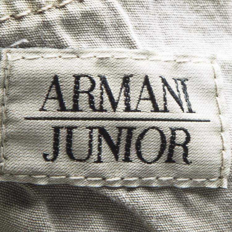 Pre Owned Armani Junior Beige Cold Pigment Overdyed Cotton Cargo Pants 8Yrs