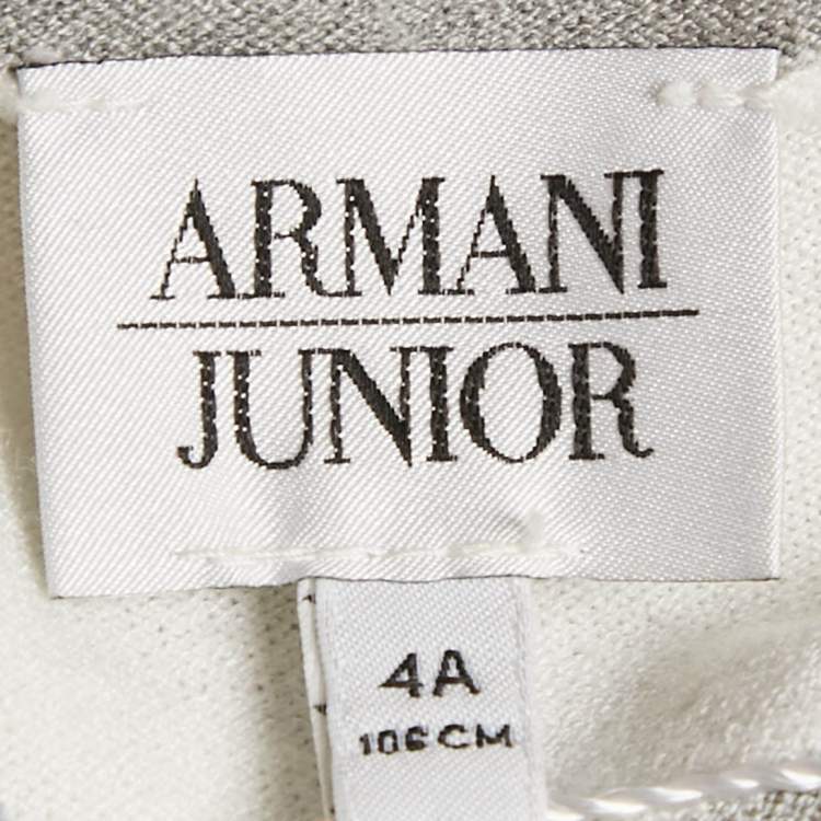 Pre Owned Armani Junior Grey Striped Knit Long Sleeve Dress 4 Yrs