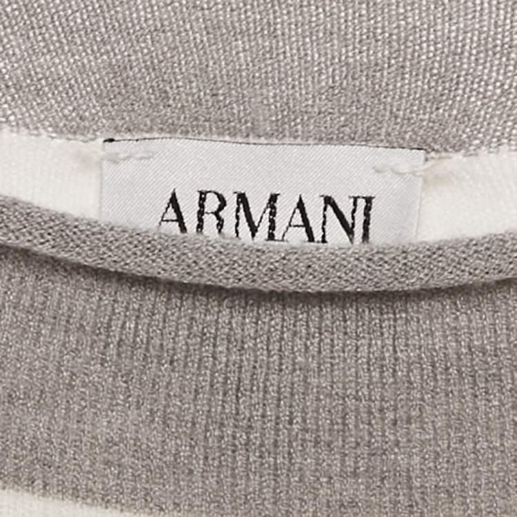 Pre Owned Armani Junior Grey Striped Knit Long Sleeve Dress 4 Yrs