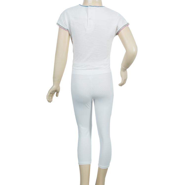 Pre Owned Armani Junior White Swarovski Logo Detail Leggings 5 Yrs