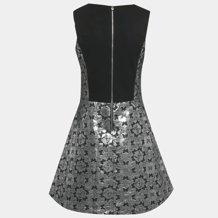 Pre Owned Armani Junior Silver Butterfly Jacquard Short Dress 16 Yrs 