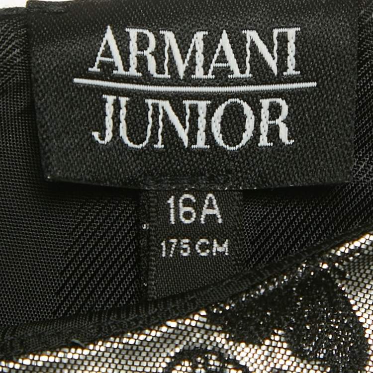 Pre Owned Armani Junior Silver Butterfly Jacquard Short Dress 16 Yrs 