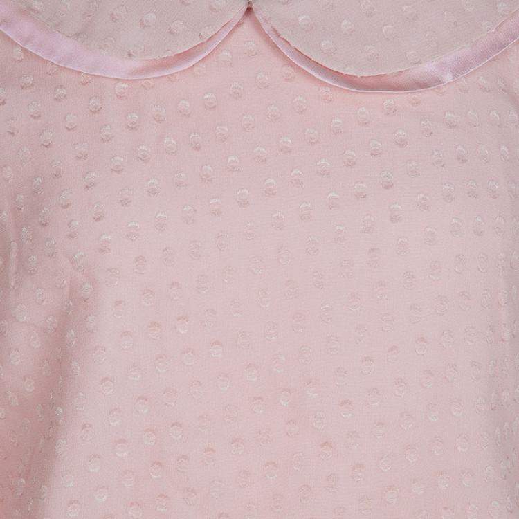 Pre Owned Baby Dior Pink Silk Dobby Long Sleeve Drop Waist Dress 10 Yrs