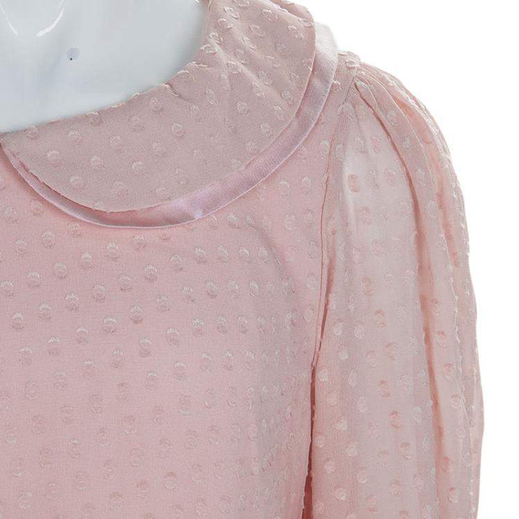 Pre Owned Baby Dior Pink Silk Dobby Long Sleeve Drop Waist Dress 10 Yrs
