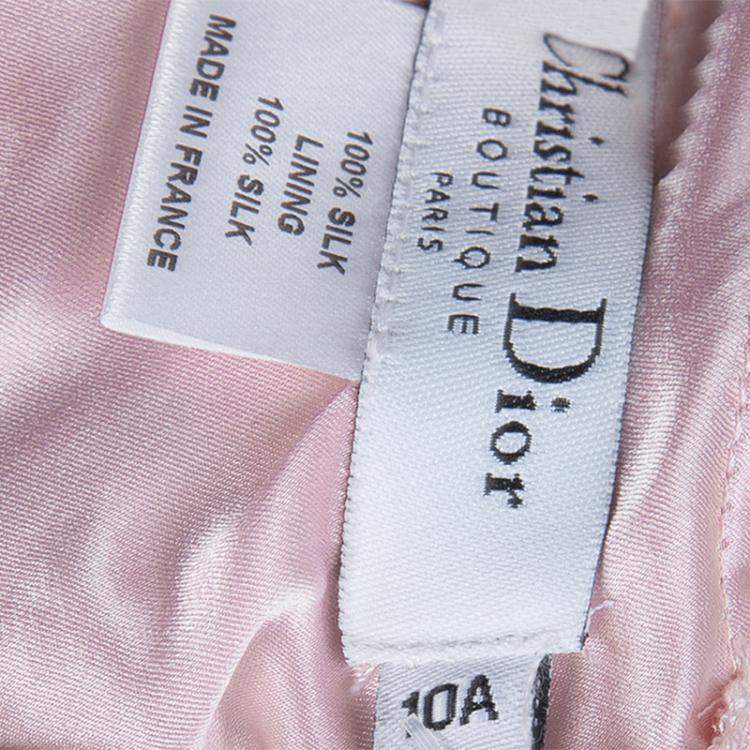 Pre Owned Baby Dior Pink Silk Dobby Long Sleeve Drop Waist Dress 10 Yrs
