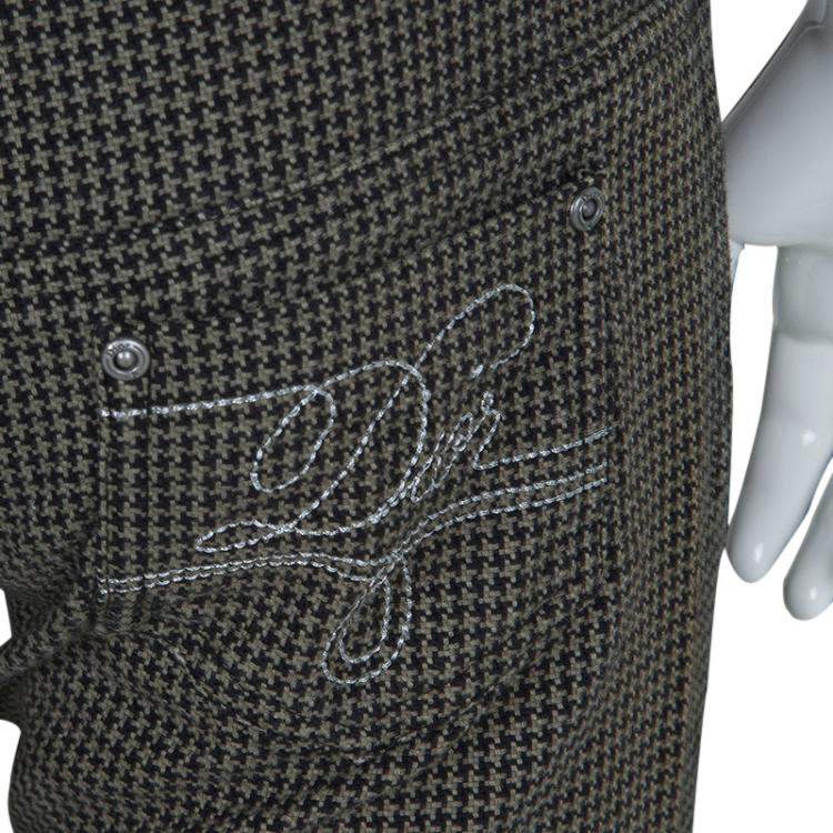Pre Owned Baby Dior Brown Houndstooth Paneled Pants 8 Yrs