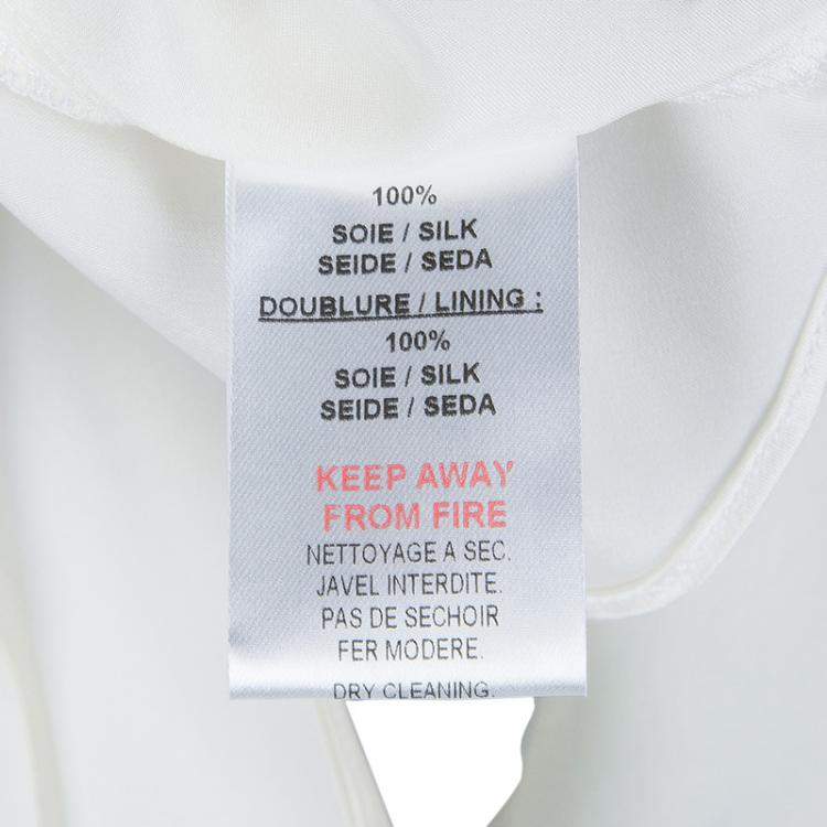 Pre Owned Baby Dior Cream Tulle Ruffle Detail Long Sleeve Silk Blouse 10 Yrs