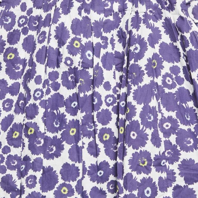 Pre Owned Baby Dior Blue Floral Print Cotton A-Line Sun Dress Set 36M
