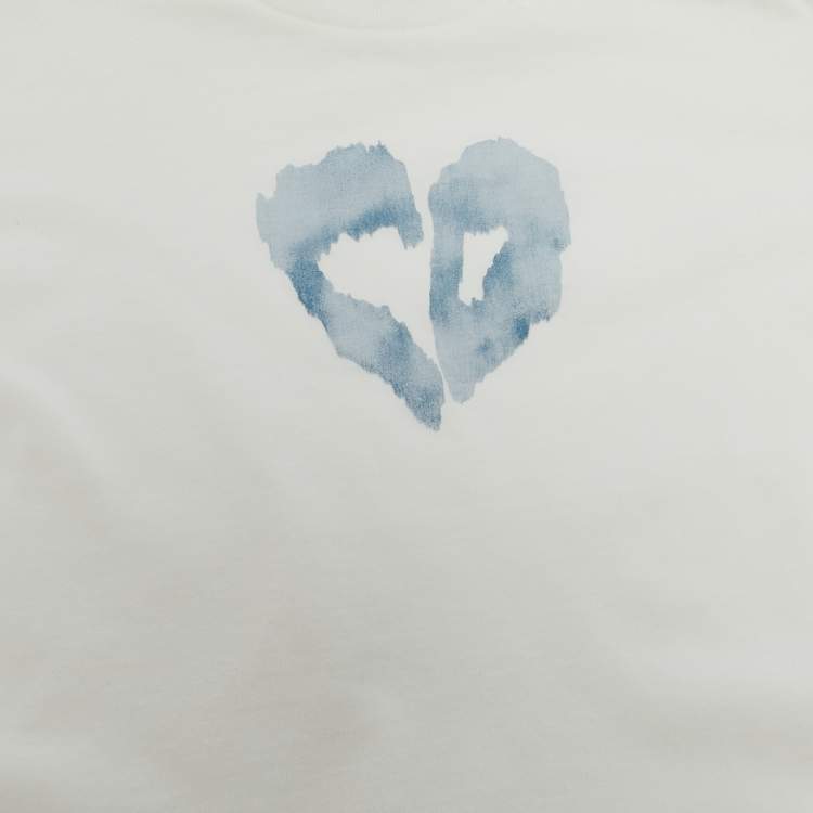 Pre Owned Baby Dior Blue/White Heart Print Cotton Top and Pants Set 9M