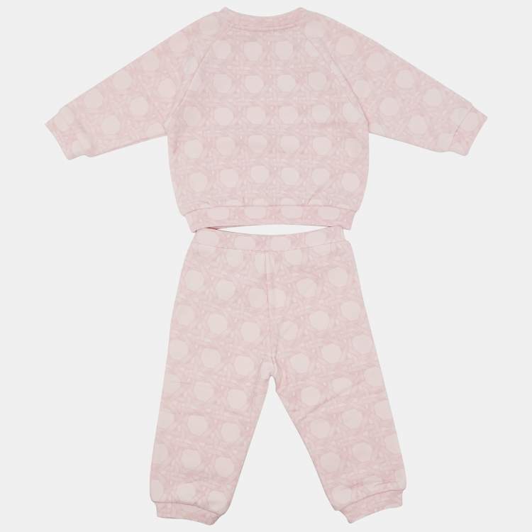 Pre Owned Baby Dior Pink Hexagon Weave Basket Print Cotton Track Set 12M 