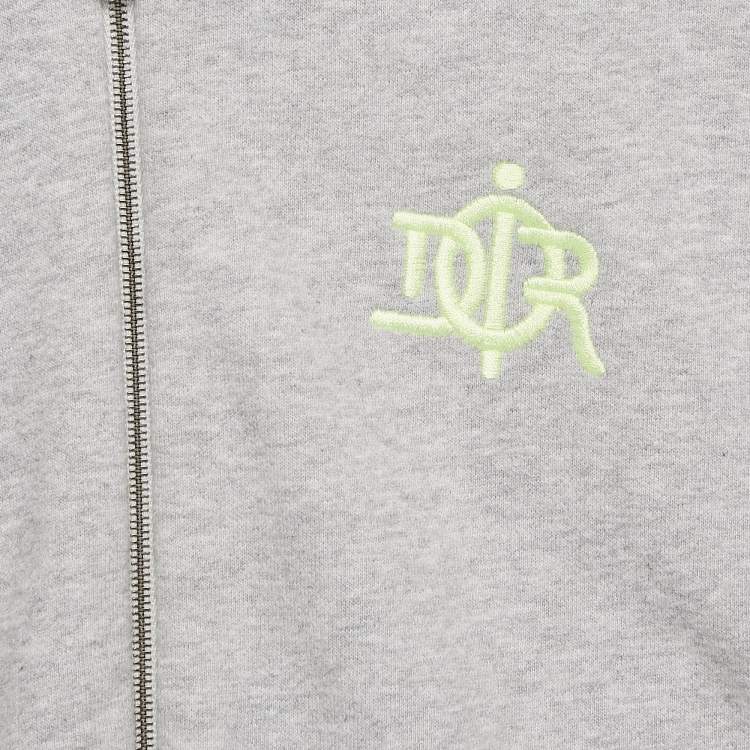 Pre Owned Baby Dior Grey Logo Embroidery Cotton Knit Zip-Up Hooded Jacket 24 M