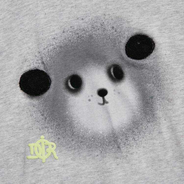 Pre Owned Baby Dior Grey Bear Print Cotton Long Sleeve T-Shirt 12 M