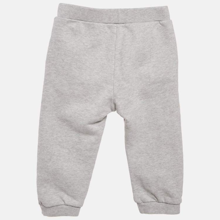 Pre Owned Baby Dior Grey Logo Embroidery Cotton Knit Track Pants 24 M