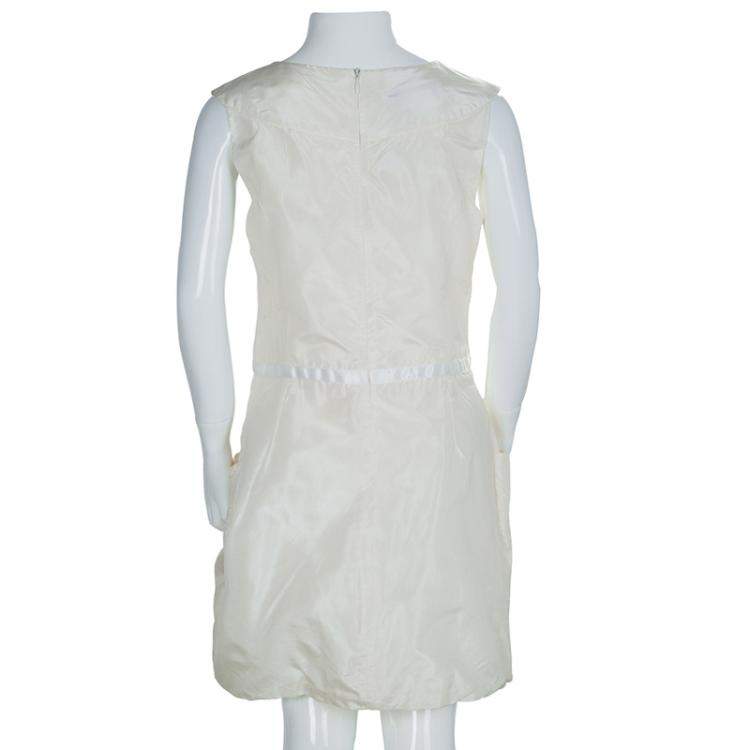 Pre Owned Baby Dior Cream Silk Pocket Detail Sleeveless Dress 10 Yrs