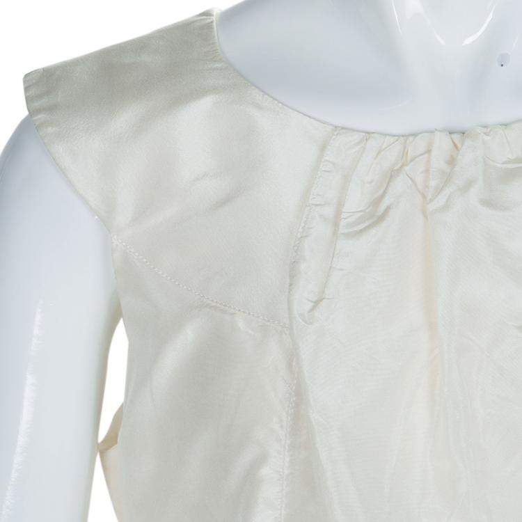 Pre Owned Baby Dior Cream Silk Pocket Detail Sleeveless Dress 10 Yrs
