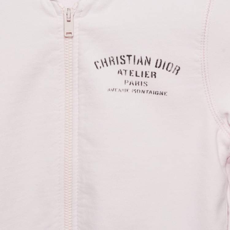 Pre Owned Baby Dior Pink Logo Print Cotton Zip-Up Hooded Jacket 36 M