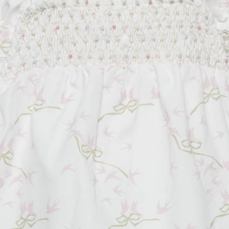 Pre Owned Baby Dior Whit/Pink Floral Print Cotton Layered Onesie 6M
