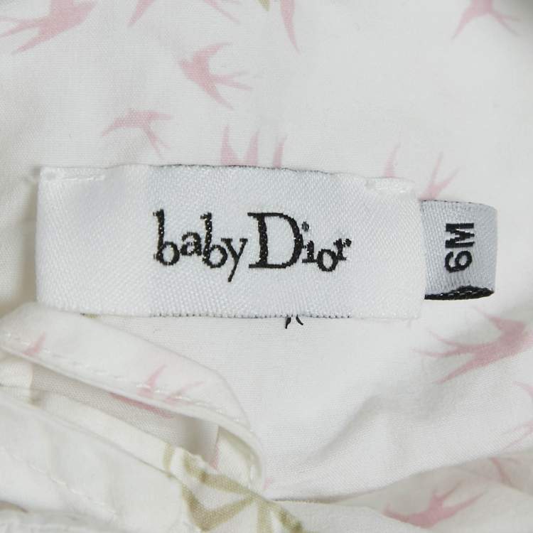 Pre Owned Baby Dior Whit/Pink Floral Print Cotton Layered Onesie 6M