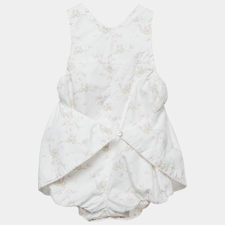 Pre Owned Baby Dior Whit/Pink Floral Print Cotton Layered Onesie 6M