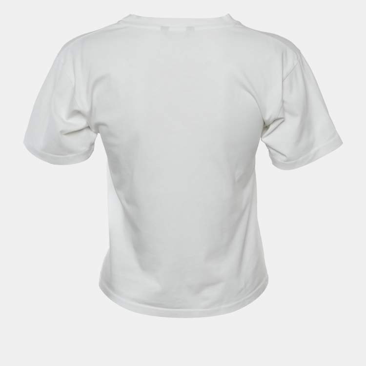 Pre Owned Balenciaga Kids White Printed Cotton Crew Neck T-Shirt 10 Yrs