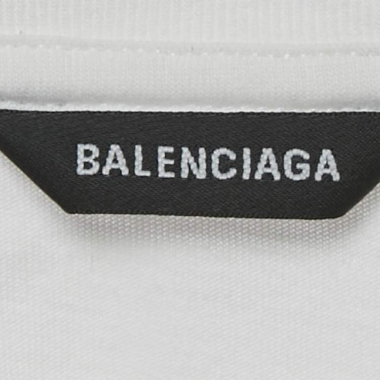 Pre Owned Balenciaga Kids White Printed Cotton Crew Neck T-Shirt 10 Yrs