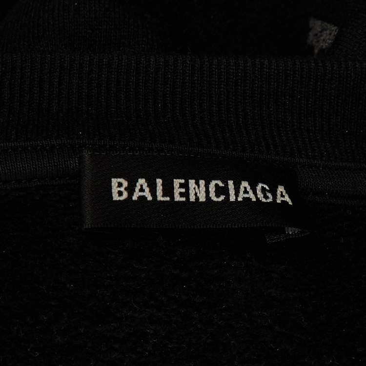 Pre Owned Balenciaga Kids Black Logo Print Cotton Sweatshirt Size 6 Yrs