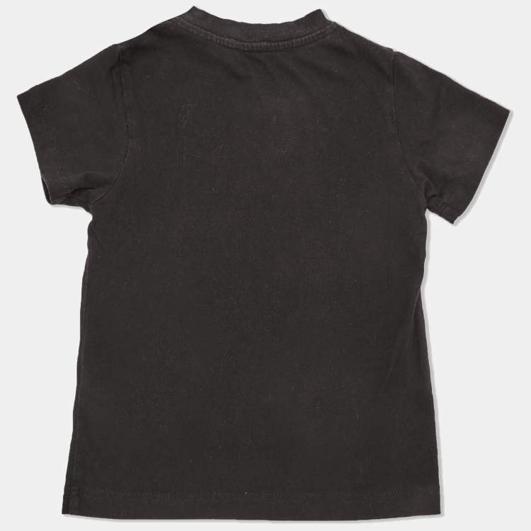 Pre Owned Balenciaga Black Cotton Logo Embroidered T-Shirt Size 2 Yrs
