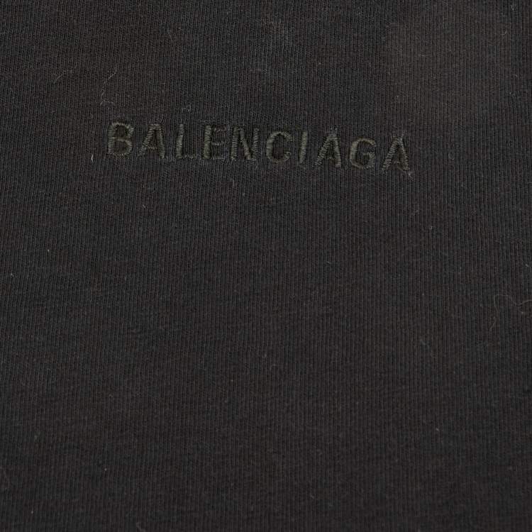 Pre Owned Balenciaga Black Cotton Logo Embroidered T-Shirt Size 2 Yrs