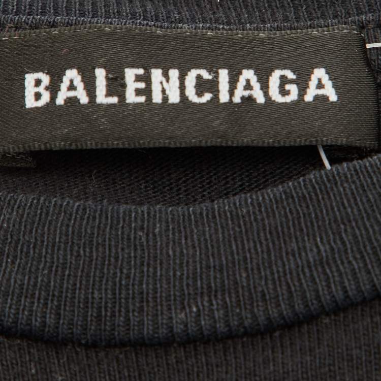 Pre Owned Balenciaga Black Cotton Logo Embroidered T-Shirt Size 2 Yrs