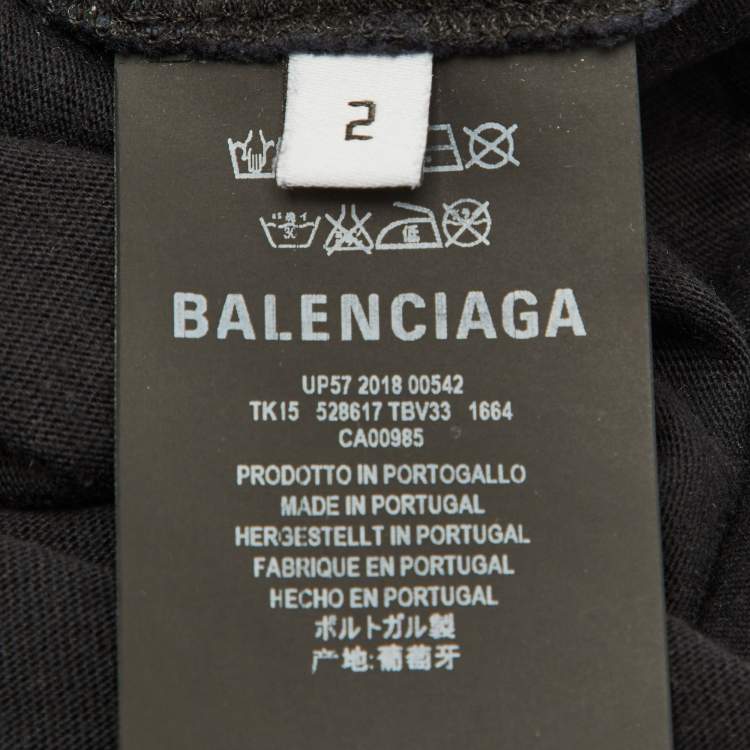Pre Owned Balenciaga Black Cotton Logo Embroidered T-Shirt Size 2 Yrs