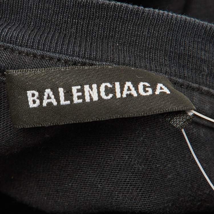 Pre Owned Balenciaga Black Cotton Logo Embroidered T-Shirt Size 2 Yrs
