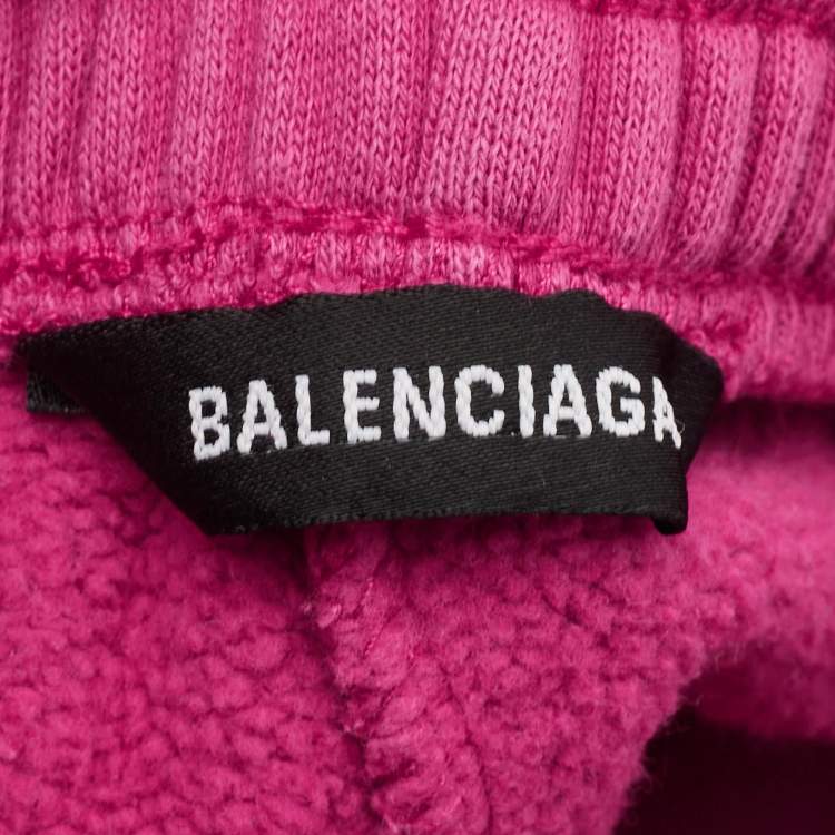 Pre Owned Balenciaga Fuchsia Pink Cotton Knit Political Campaign  Joggers 2 Yrs