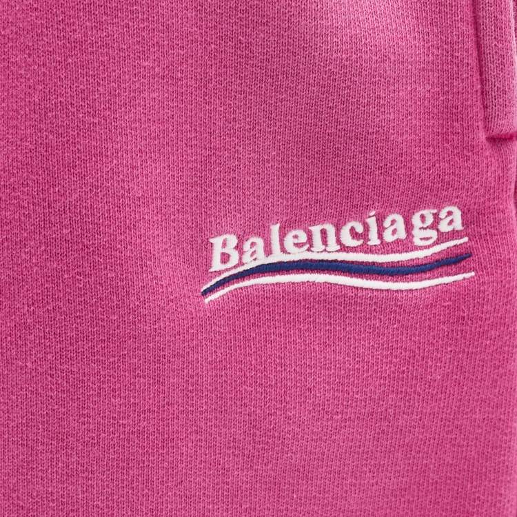 Pre Owned Balenciaga Fuchsia Pink Cotton Knit Political Campaign  Joggers 2 Yrs