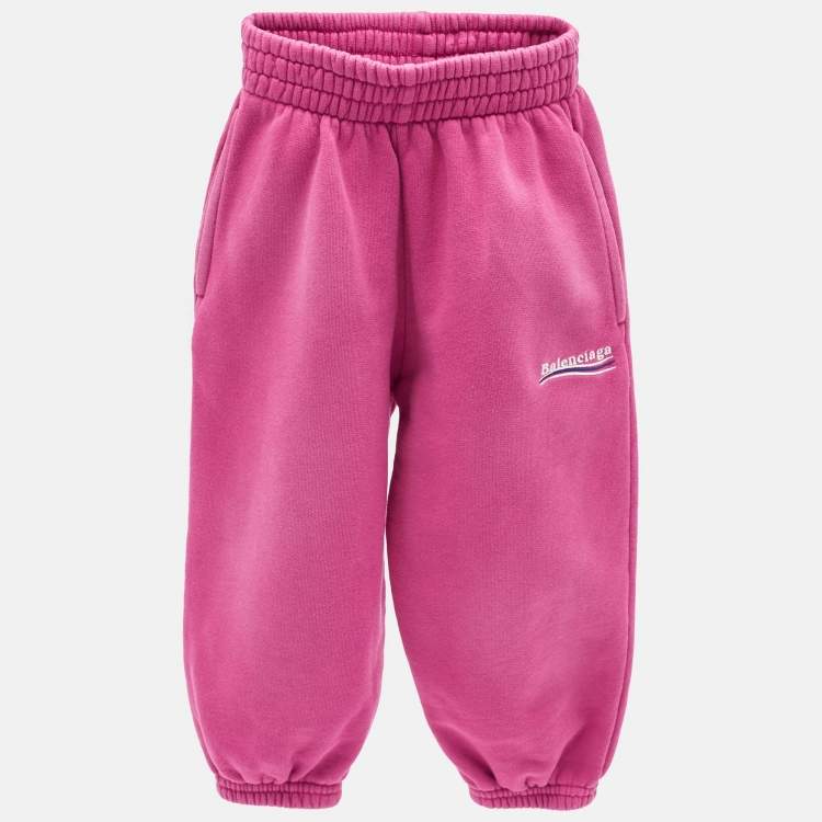Pre Owned Balenciaga Fuchsia Pink Cotton Knit Political Campaign  Joggers 2 Yrs