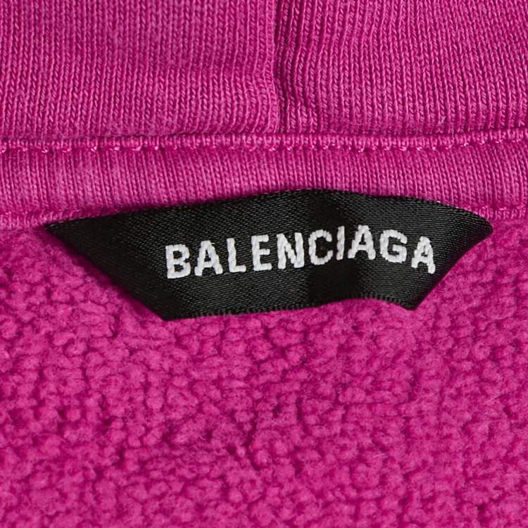 Pre Owned Balenciaga Kids Pink Logo Embroidery Cotton Hooded Sweatshirt 2 Yrs