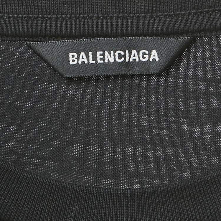 Pre Owned Balenciaga Kids Black Logo Print Cotton Crew Neck T-Shirt 10 Yrs