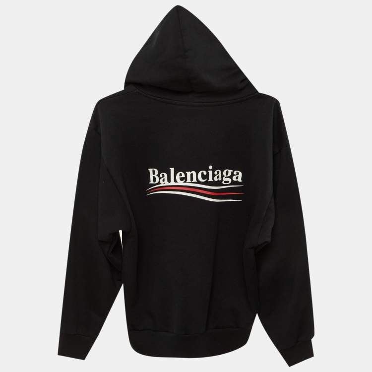 Pre Owned Balenciaga Kids Black Logo Print Cotton Hoodie Size 10 Yrs