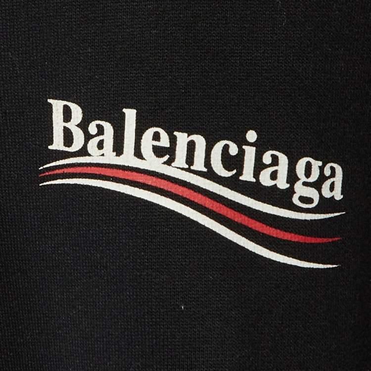 Pre Owned Balenciaga Kids Black Logo Print Cotton Hoodie Size 10 Yrs