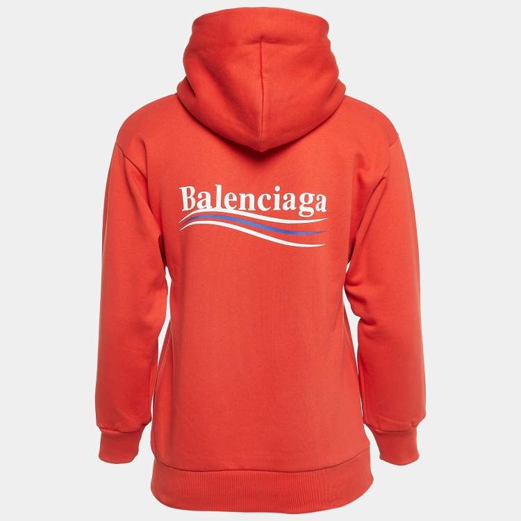 Balenciaga Red Logo Print Cotton Blend Hoodie 8 Yrs Balenciaga TLC