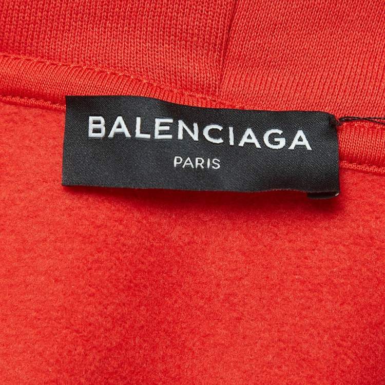 Pre Owned Balenciaga Red Logo Print Cotton Blend Hoodie (8 Yrs)