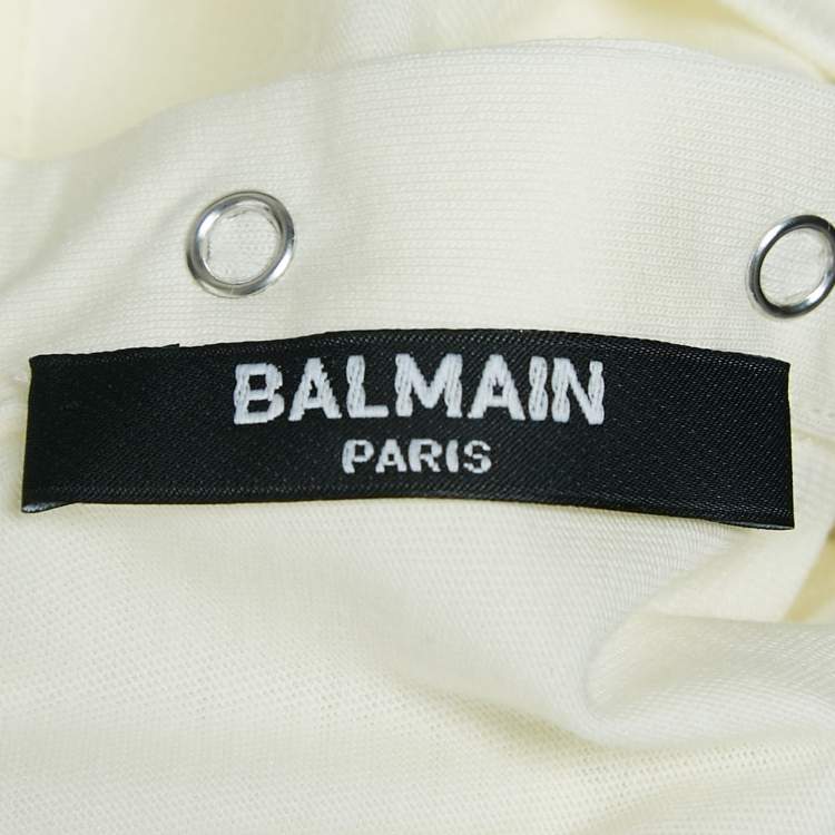 Pre Owned Balmain Kids Ivory Floral Applique Cotton Dress Set 6 M