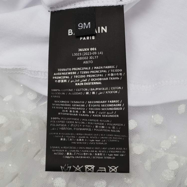 مملوكة مسبقًا Balmain Kids White Polka Dots Gillter Cotton and Tulle Set 9M