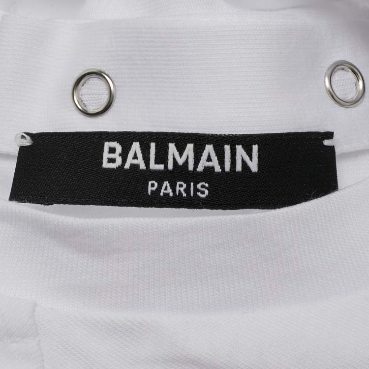 مملوكة مسبقًا Balmain Kids White Polka Dots Gillter Cotton and Tulle Set 9M