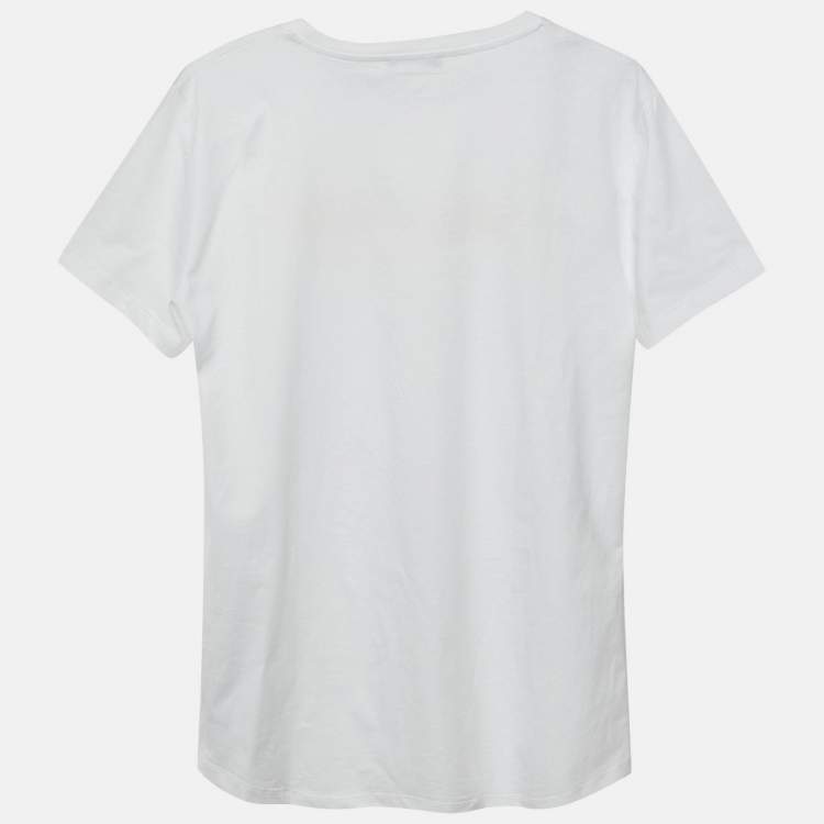 Pre Owned Balmain Kids White Logo Embroidered Cotton T-Shirt Size 14 Yrs 