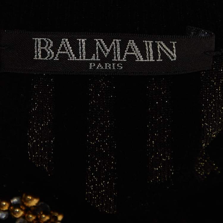 Pre Owned Balmain Black/Gold Jacquard Knit Tasseled Dress (12 Yrs)
