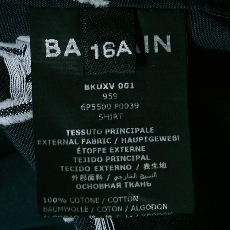 Pre Owned Balmain Kids Nay Blue Logo Embroidered Cotton Shirt 16 Yrs 