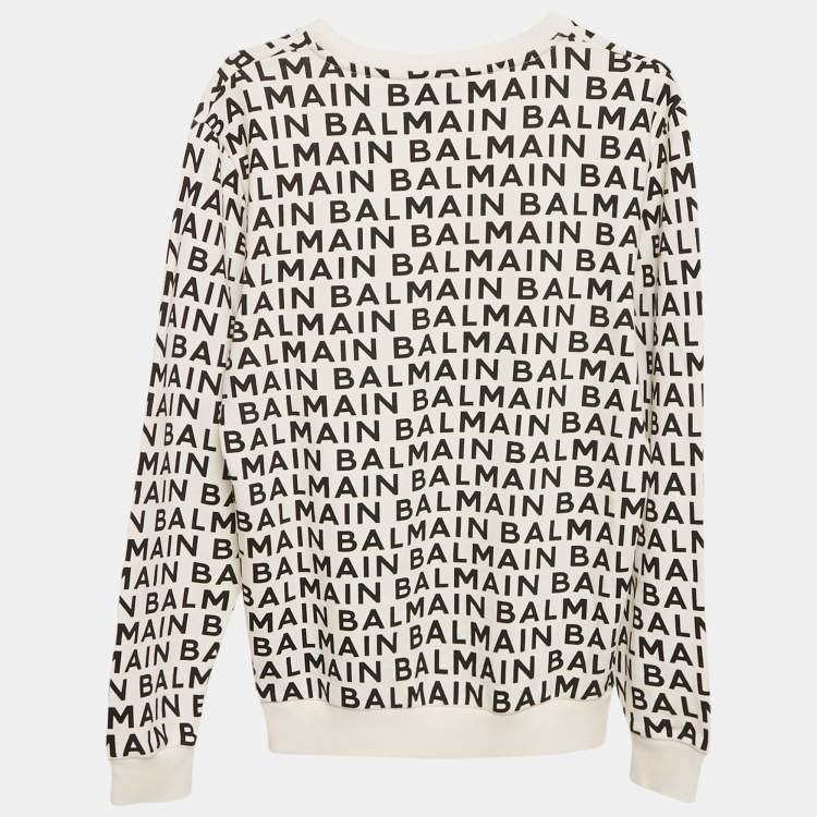 Pre Owned Balmain Kids White All-over Logo Cotton Sweatshirt 14 Yrs 