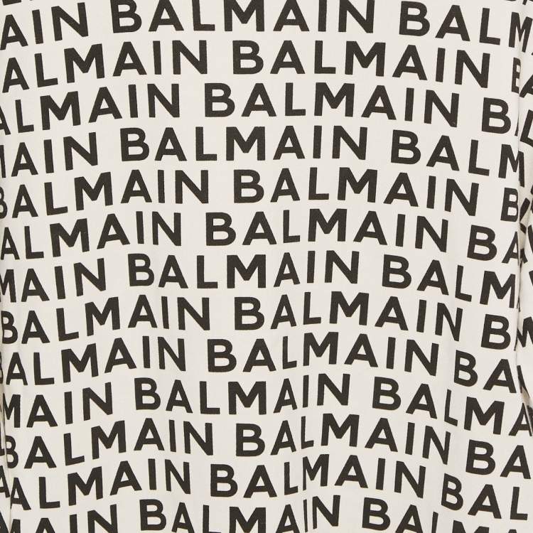 Pre Owned Balmain Kids White All-over Logo Cotton Sweatshirt 14 Yrs 