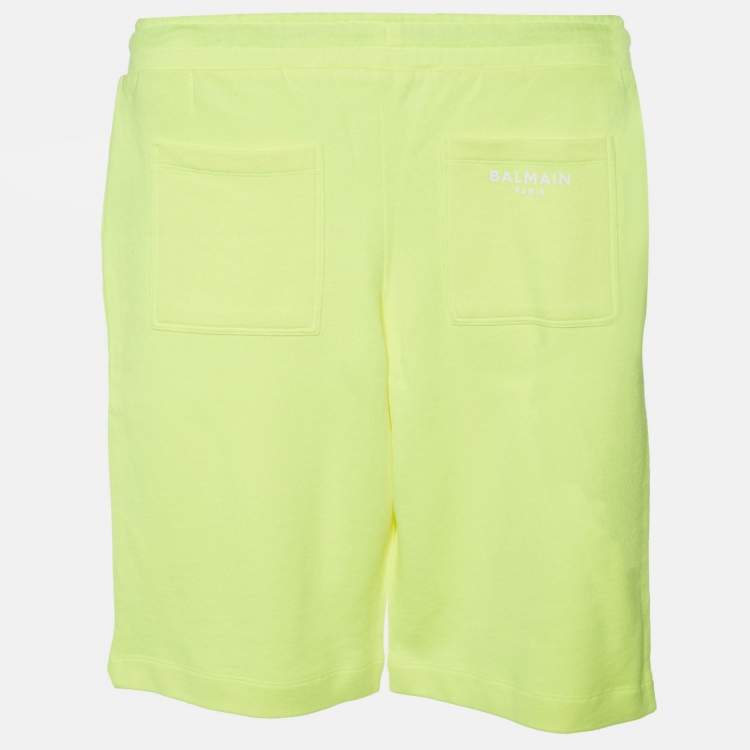 Pre Owned Balmain Neon Yellow Cotton Bermuda Shorts 14A Yrs