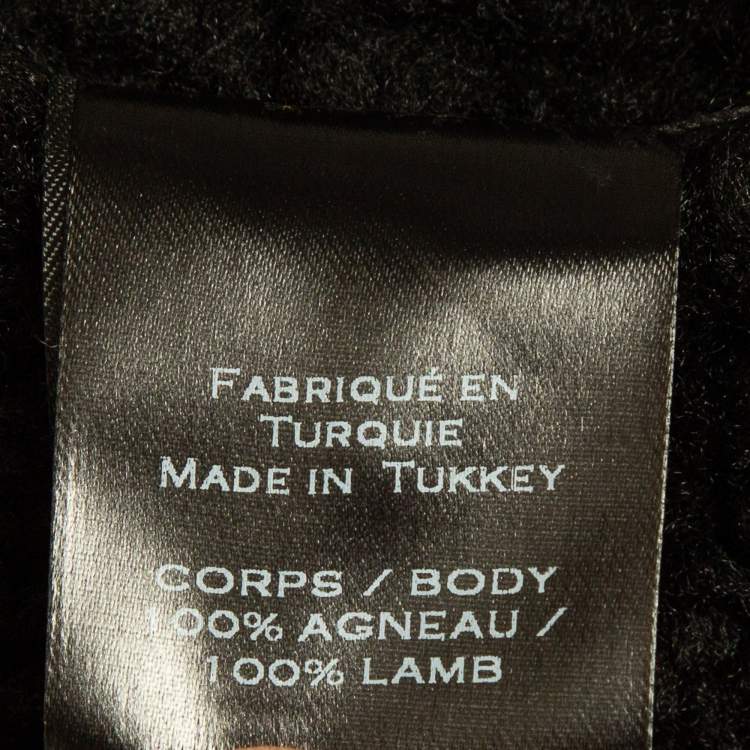 Pre Owned Balmain Black Wool Hooded Double Breast Shearling Coat 10A